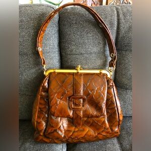 Sac à main Art Déco en cuir repoussé Bernard Original 1950